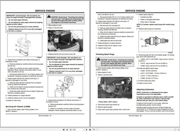 John Deere Lawn Tractor LX266 LX277 LX277AWS LX279 LX288 SN 060001 Operators Manual OMM146413 G1 2001 2