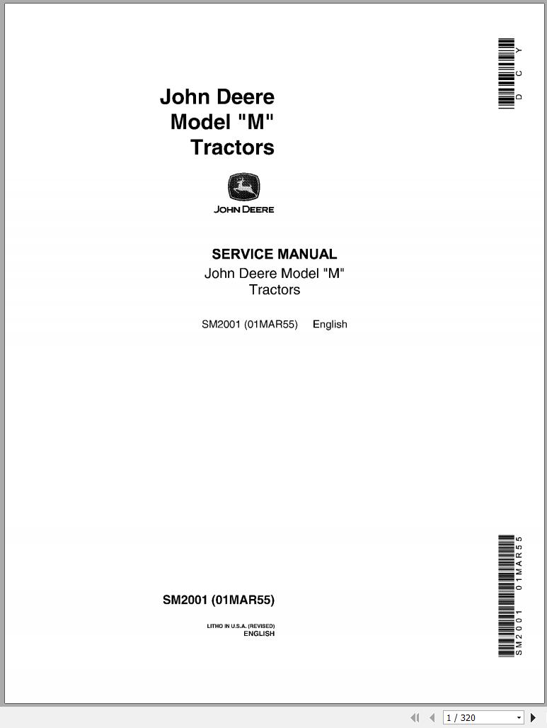 John Deere Tractor Model M Service Manual SM2001 1