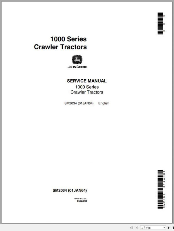 John Deere Tractors 1000 Series Service Manual SM2034 1