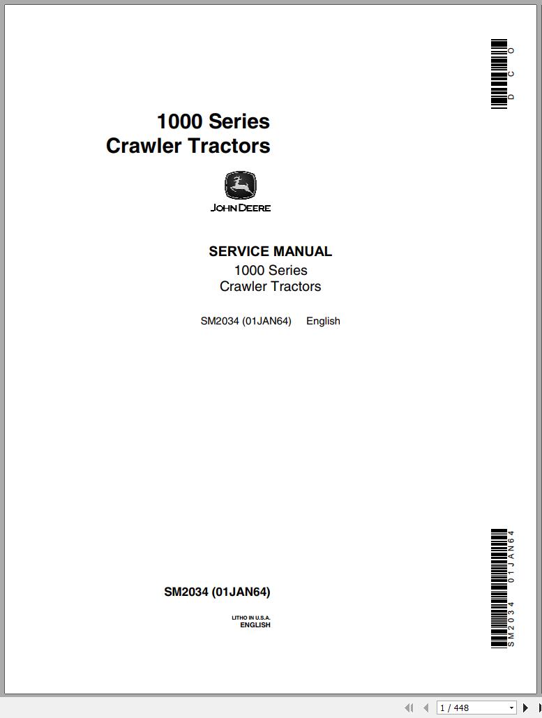 John Deere Tractors 1000 Series Service Manual SM2034 1