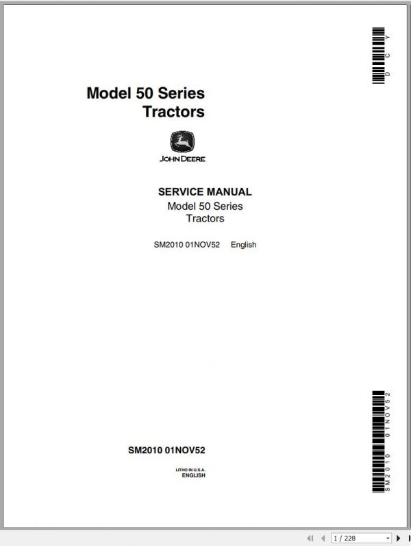 John Deere Tractors Model 50 Series Service Manual SM2010 1