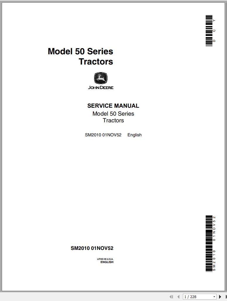 John Deere Tractors Model 50 Series Service Manual SM2010 1