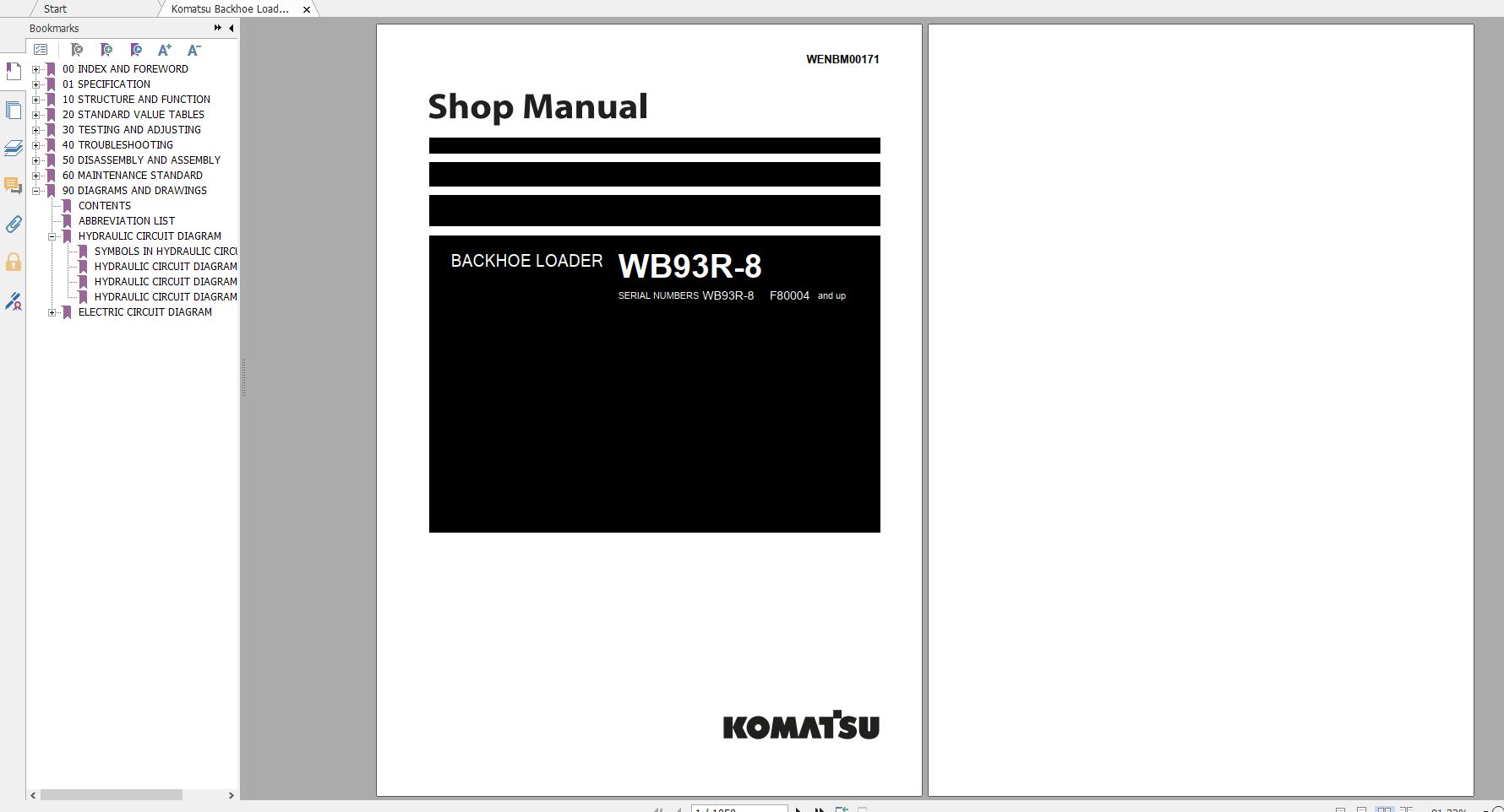 Komatsu Backhoe Loader WB93R 8 Shop Manual WENBM00171