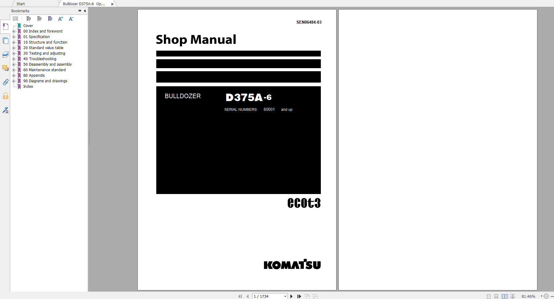 Komatsu Bulldozer D375A 6 Shop Manual SEN06484 03 2018