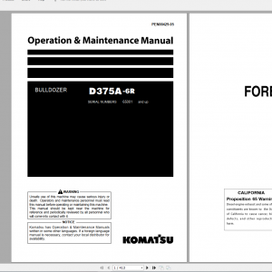 Komatsu Bulldozer D375A 6R Operation Maintenance Manual PEN00429 05 2017