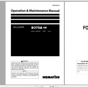 Komatsu Bulldozer D375A 6R Operation Maintenance Manual PEN01266 01 2019