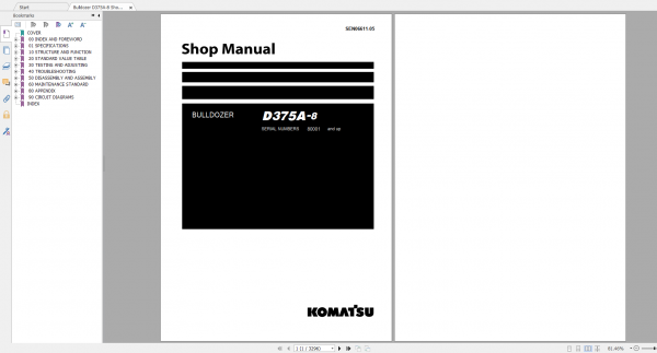 Komatsu Bulldozer D375A 8 Shop Manual SEN06611 05 2019