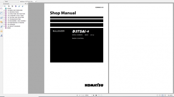 Komatsu Bulldozer D375Ai 8 Shop Manual SEN06653 03 2020