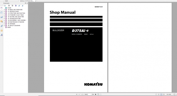 Komatsu Bulldozer D375Ai 8 Shop Manual SEN06714 01 2019