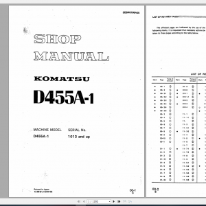 Komatsu Bulldozer D455A 1 Shop Manual SEBM0198A05
