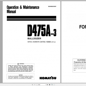 Komatsu Bulldozer D475A 3 Operation Maintenance Manual SEAM025303P 2001
