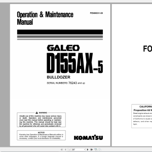 Komatsu Bulldozer Galeo D155AX 5 Operation Maintenance Manual PEN00031 00 2004