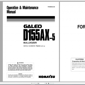 Komatsu Bulldozer Galeo D155AX 5 Operation Maintenance Manual PEN00032 00 2005