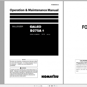 Komatsu Bulldozer Galeo D275A 5 Operation Maintenance Manual PEN00048 02 2007