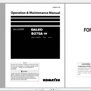 Komatsu Bulldozer Galeo D275A 5R Operation Maintenance Manual PEN00174 02 2007