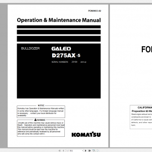 Komatsu Bulldozer Galeo D275AX 5 Operation Maintenance Manual PEN00033 02 2007