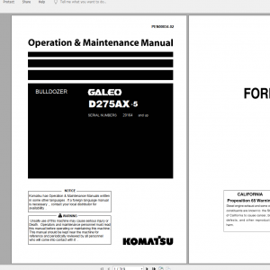Komatsu Bulldozer Galeo D275AX 5 Operation Maintenance Manual PEN00034 02 2007