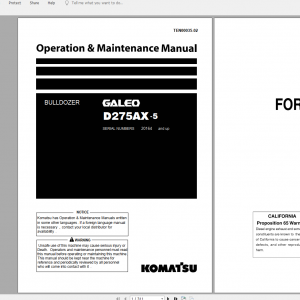 Komatsu Bulldozer Galeo D275AX 5 Operation Maintenance Manual TEN00035 02 2007