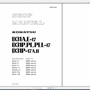 Komatsu Bulldozer Galeo D31AE 17 D31PPLPLL 17 D31P 17AB Shop Manual SEBM0114C04