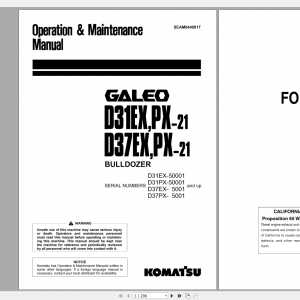 Komatsu Bulldozer Galeo D31EXPX 21 D37EXPX 21 Operation Maintenance Manual SEAM044001T 2002