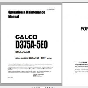 Komatsu Bulldozer Galeo D375A 5E0 Operation Maintenance Manual TEN00140 00 2006
