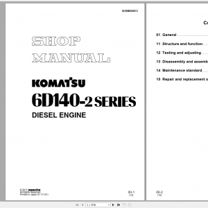 Komatsu Diesel Engine 6D140 2 Series Shop Manual SEBM008613 2017