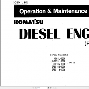 Komatsu Diesel Engine KSP Series Operation Maintenance Manual SEAM005400