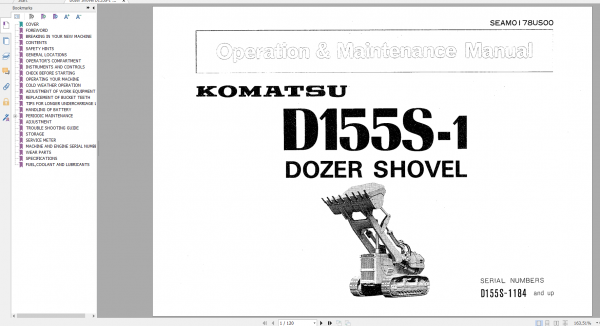 Komatsu Dozer Shovel D155S 1 Operation Maintenance Manual SEAM0178US00