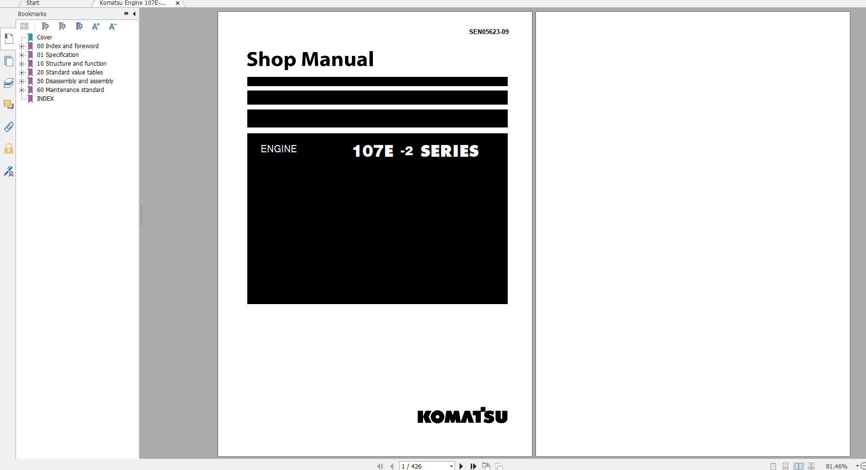 Komatsu Engine 107E 2 Series Shop Manual SEN05623 09 2016