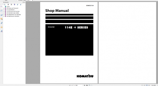 Komatsu Engine 114E 5 Series Shop Manual SEN05537 04 2019