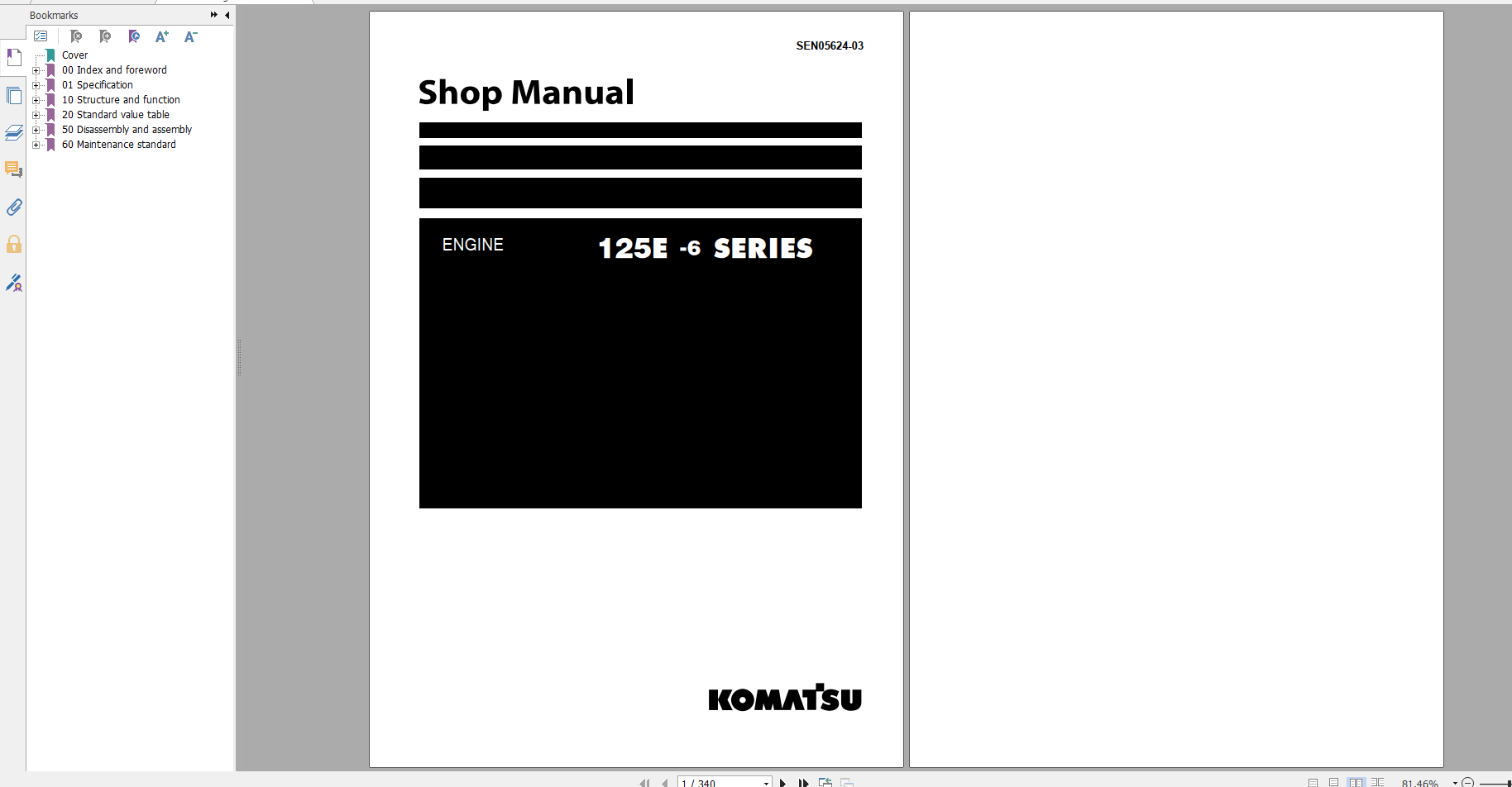 Komatsu Engine 126E 6 Series Shop Manual SEN05624 03 2017