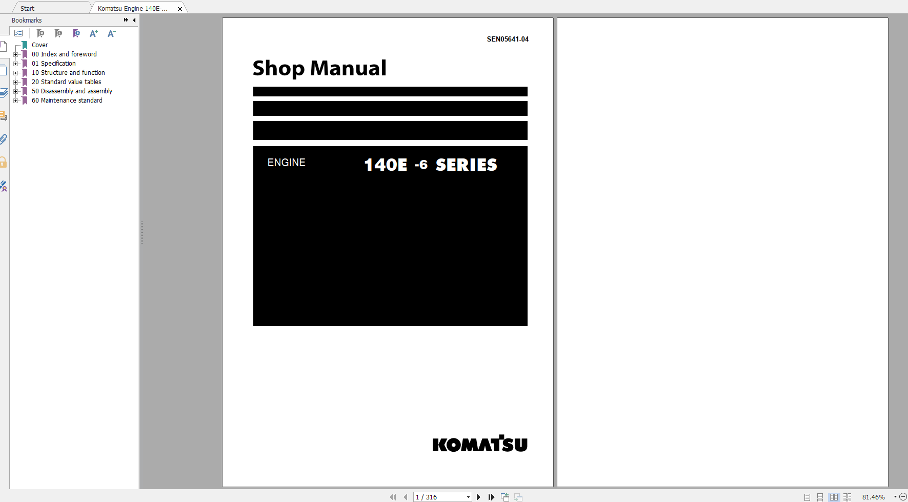 Komatsu Engine 140E 6 Series Shop Manual SEN05641 04 2017