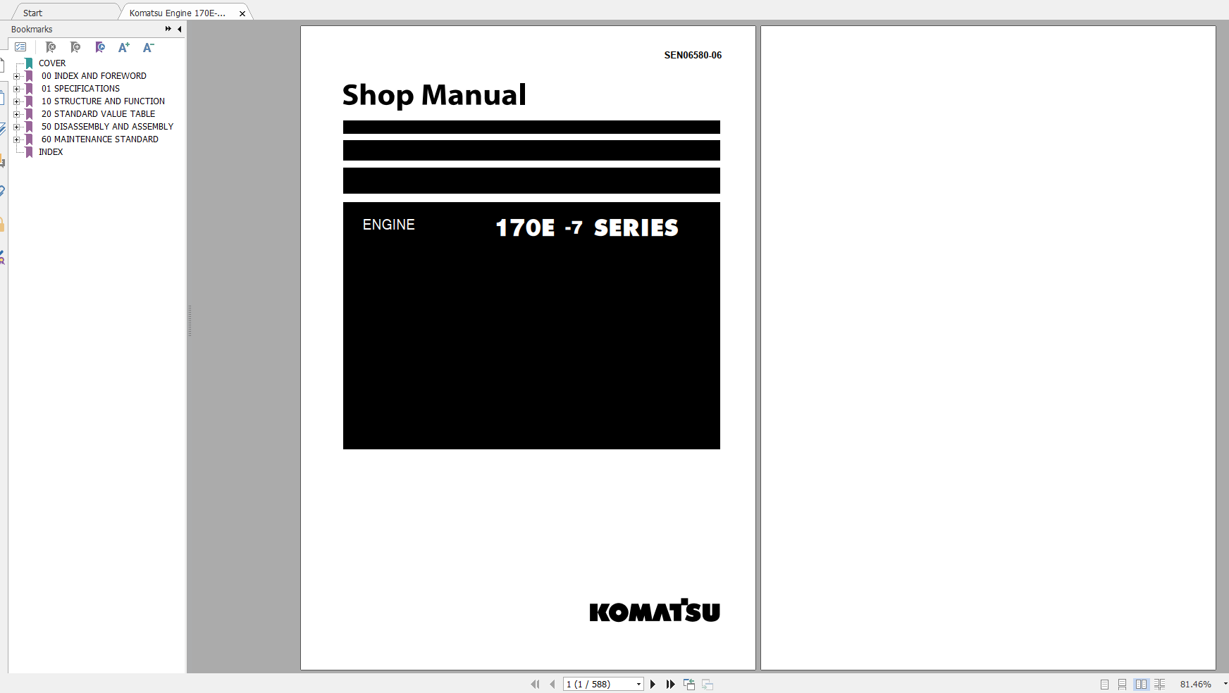 Komatsu Engine 170E 7 Series Shop Manual SEN06580 06 2019