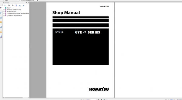 Komatsu Engine 67E 2 Series Shop Manual SEN04473 01 2008