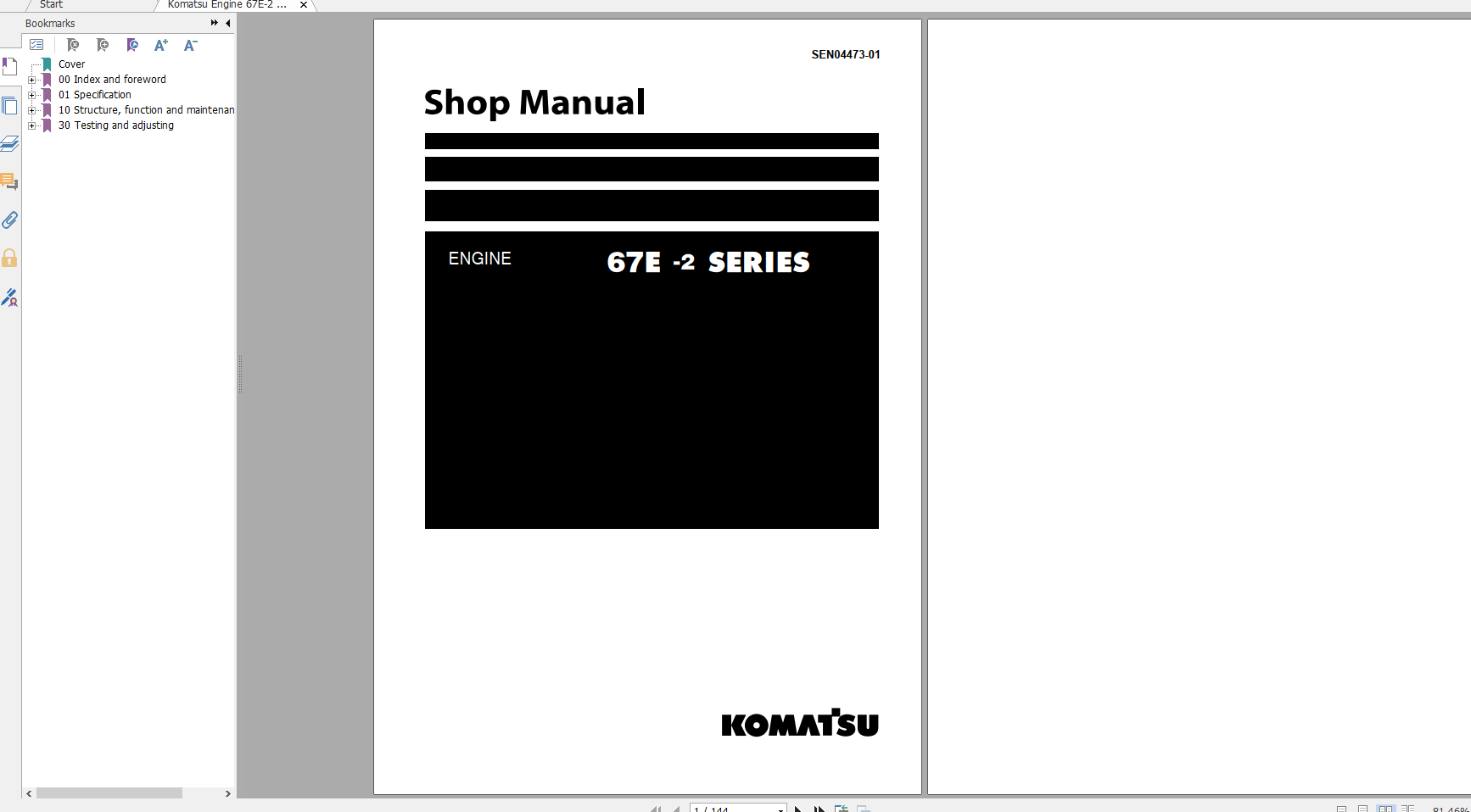 Komatsu Engine 67E 2 Series Shop Manual SEN04473 01 2008