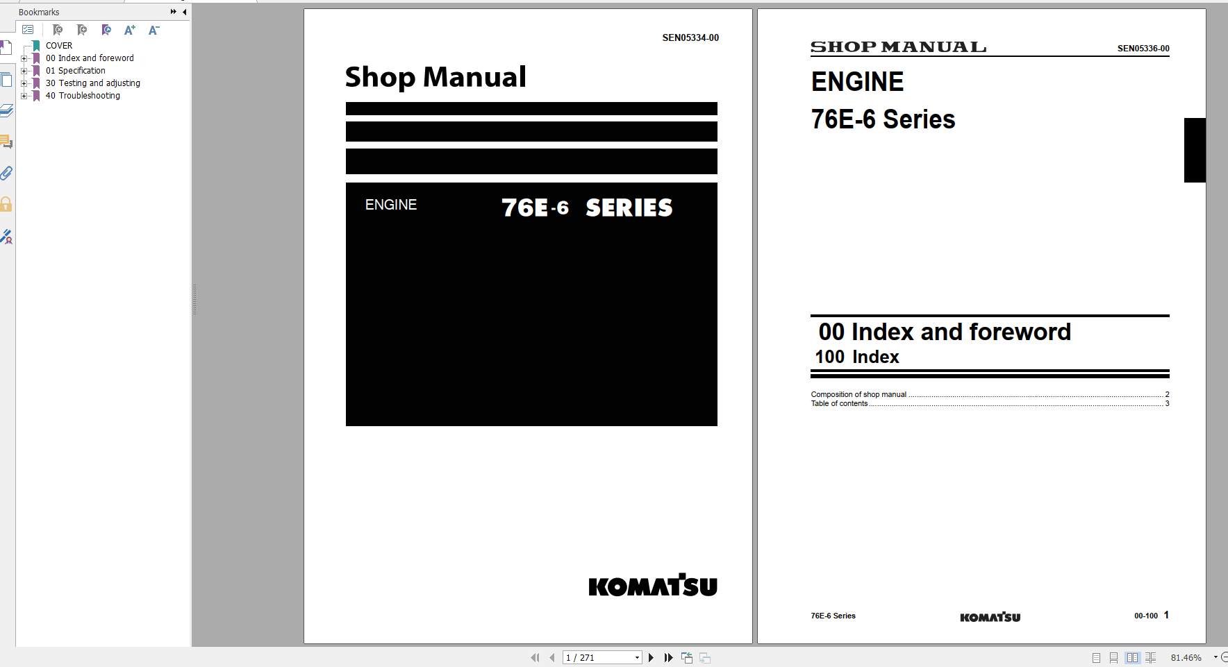Komatsu Engine 76E 6 Series Shop Manual SEN05334 00 2010