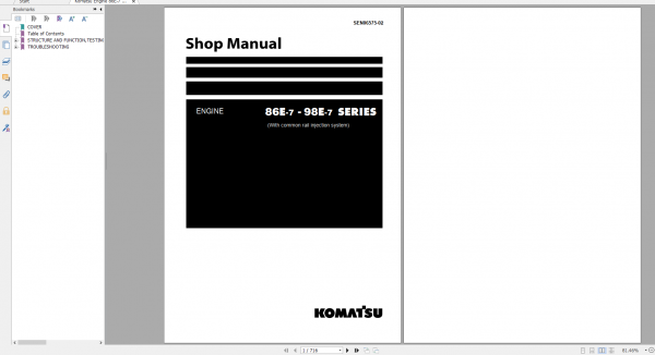Komatsu Engine 86E 7 98E 7 Series Shop Manual SEN06575 02 2019 1