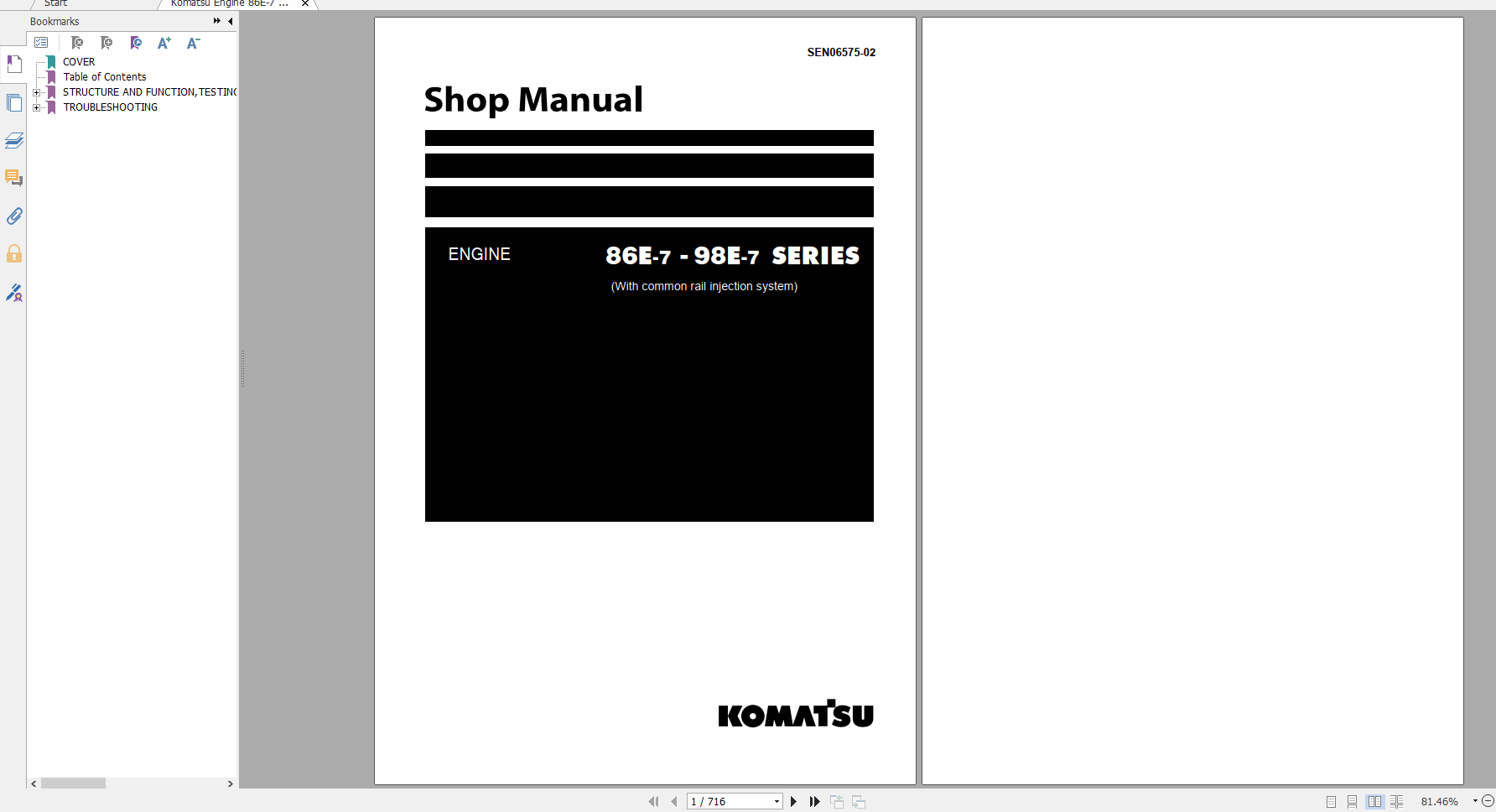Komatsu Engine 86E 7 98E 7 Series Shop Manual SEN06575 02 2019 1