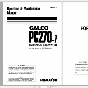 Komatsu Hydraulic Excavator GALEO PC270 7 Operation Maintenance Manual TEN00059 01 2005