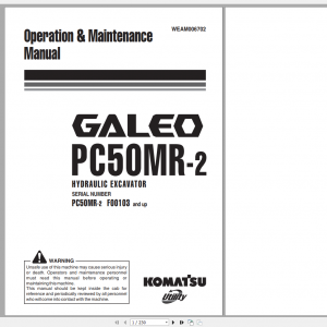 Komatsu Hydraulic Excavator GALEO PC50MR 2 Operation Maintenance Manual WEAM006702 2006
