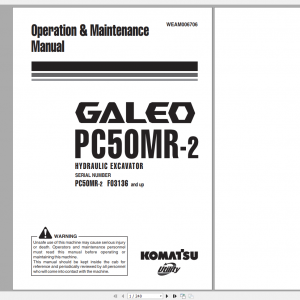 Komatsu Hydraulic Excavator GALEO PC50MR 2 Operation Maintenance Manual WEAM006706 2008