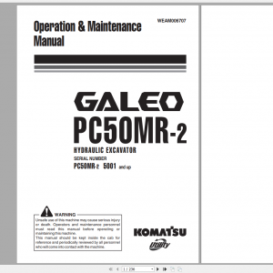 Komatsu Hydraulic Excavator GALEO PC50MR 2 Operation Maintenance Manual WEAM006707 2008