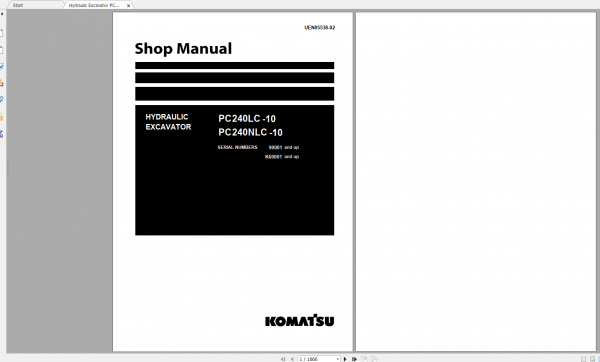 Komatsu Hydraulic Excavator PC240LC 10 PC240NLC 10 Shop Manual UEN05538 02 2011