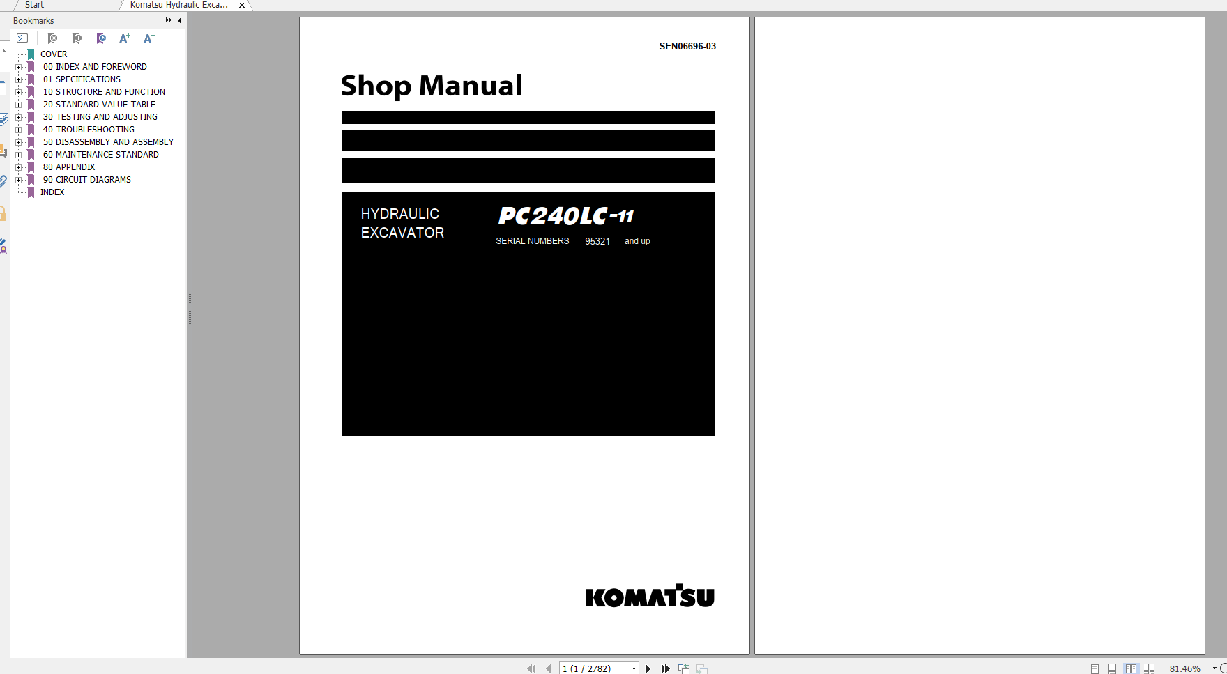 Komatsu Hydraulic Excavator PC240LC 11 Shop Manual SEN06696 03 2020