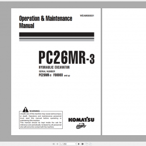 Komatsu Hydraulic Excavator PC26MR 3 Operation Maintenance Manual WEAM009501 2008