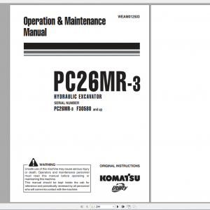 Komatsu Hydraulic Excavator PC26MR 3 Operation Maintenance Manual WEAM012503 2011