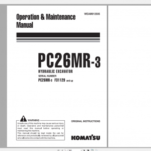 Komatsu Hydraulic Excavator PC26MR 3 Operation Maintenance Manual WEAM012505 2013