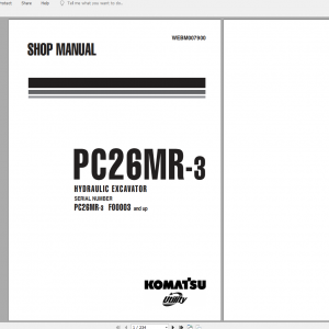 Komatsu Hydraulic Excavator PC26MR 3 Shop Manual WEBM007900 2008