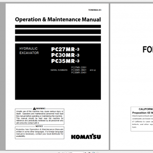 Komatsu Hydraulic Excavator PC27MR 2 PC30MR 3 PC35MR 3 Operation Maintenance Manual TEN00664 03