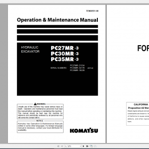 Komatsu Hydraulic Excavator PC27MR 3 PC30MR 3 PC35MR 3 Operation Maintenance Manual TEN00551 00